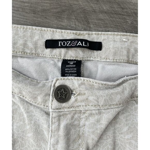 Roz Ali Beige White Floral Printed Jeans Size 16 Cropped Denim Summer K5 - Picture 4 of 5